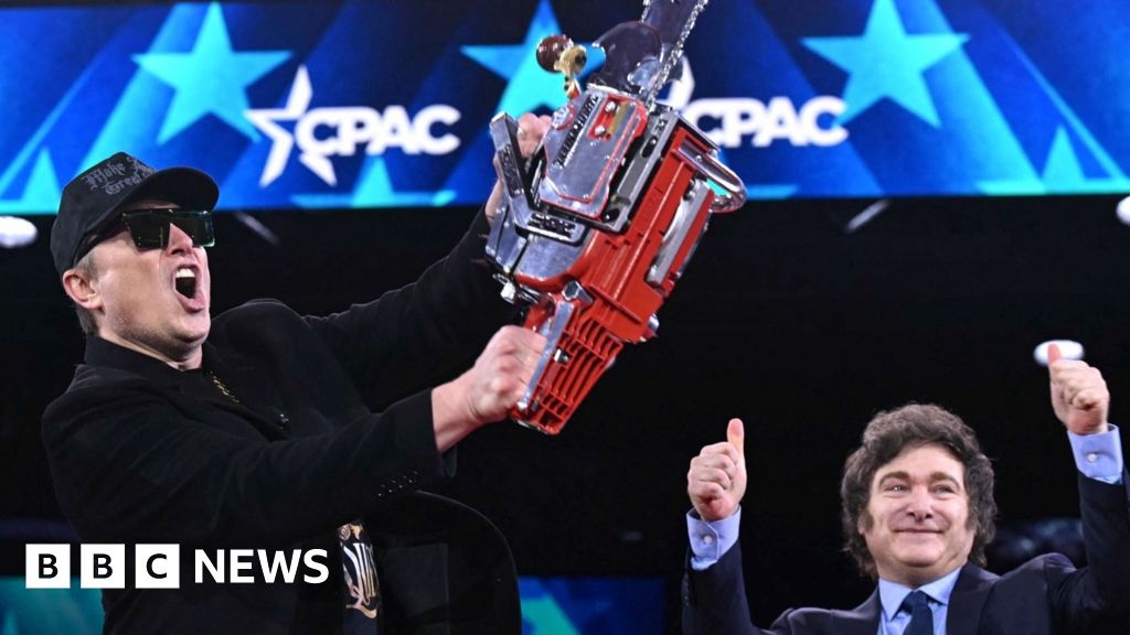 Elon Musk waves 'bureaucracy' chainsaw gifted by Argentina's President Milei - Today news