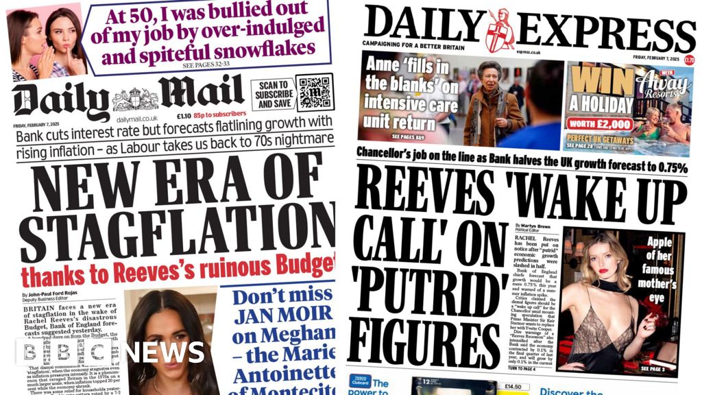 The Papers: 'New era of stagflation' and 'putrid' figures for Reeves - Today news