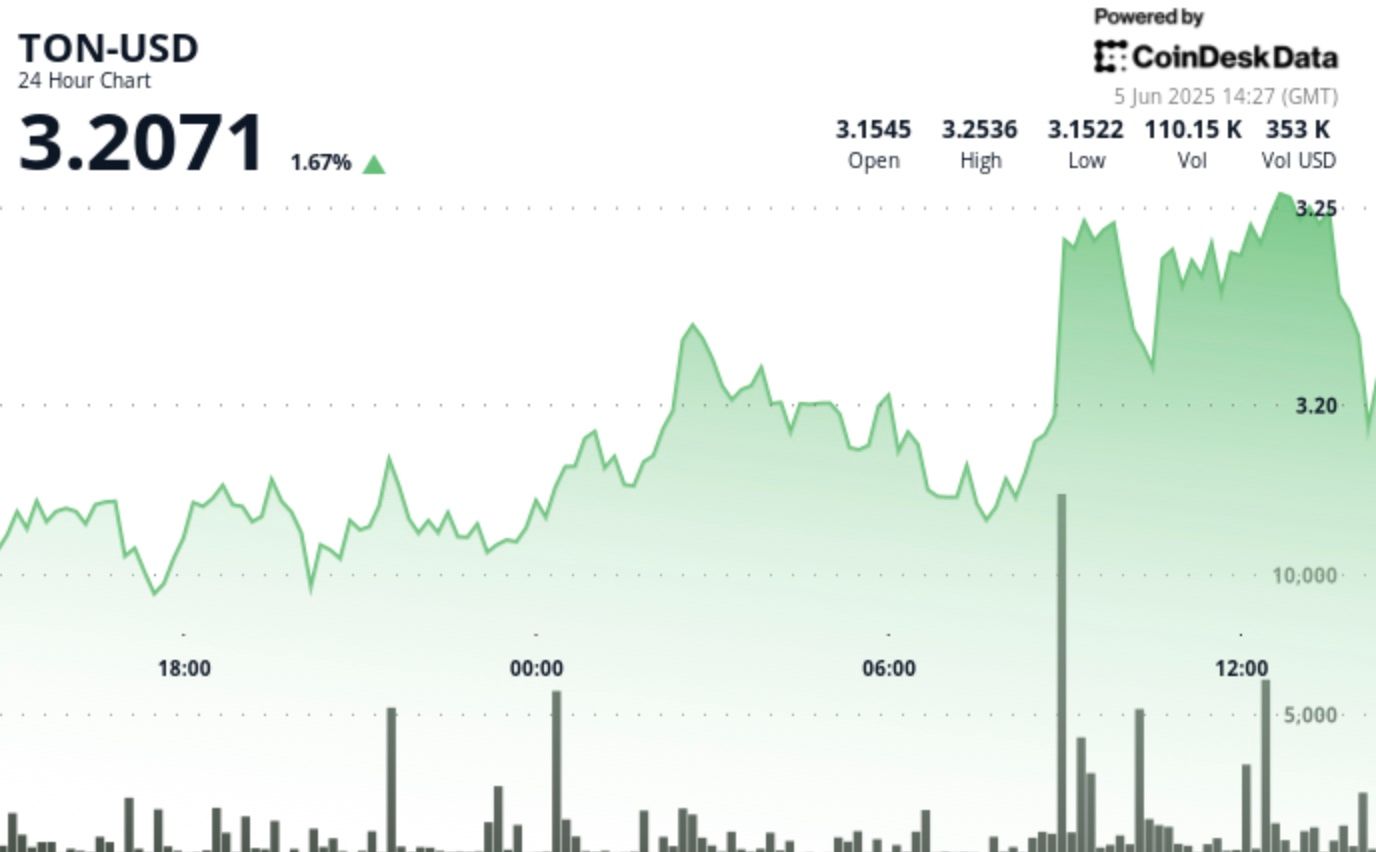 TON Surges 3%, Outperforming CoinDesk 20 TON Surges 3%, Outperforming CoinDesk 20