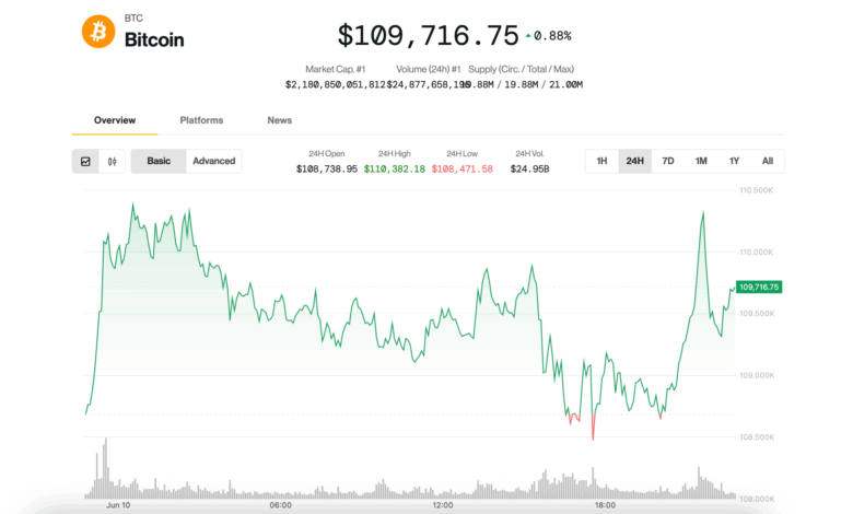 Bitcoin Price (BTC) News: Testing $110K Level Again