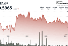 Cardano (ADA) Falls to $0.596 While 24-Hour Trading Volume Surges 30%
