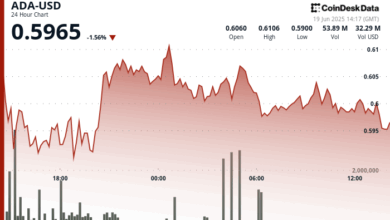 Cardano (ADA) Falls to $0.596 While 24-Hour Trading Volume Surges 30%
