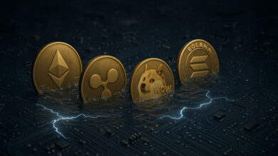 Ethereum, XRP, Dogecoin, Solana hit by $384 million in largest liquidation day since February