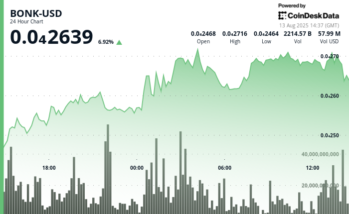 Memecoin BONK Climbs to $0.000027 Earlier than Revenue-Taking Hits Memecoin BONK Climbs to $0.000027 Before Profit-Taking Hits