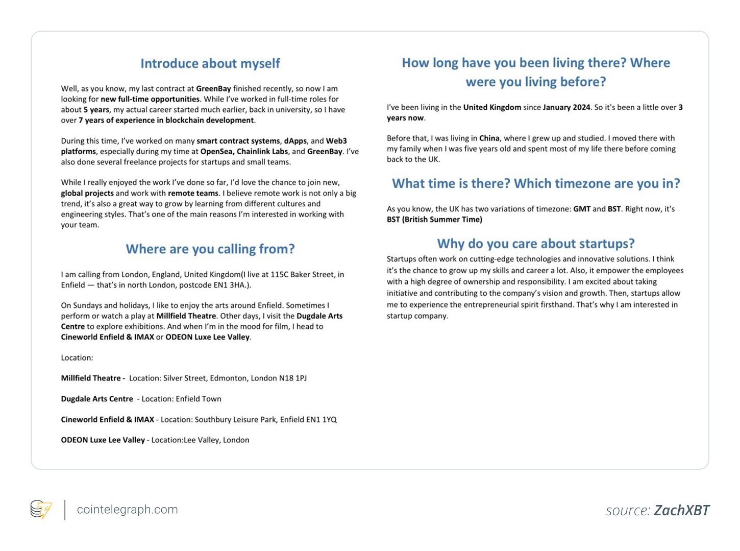 A tailored interview-ready script that the group were, supposedly, using