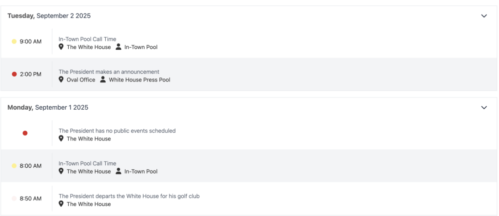 Trump schedule