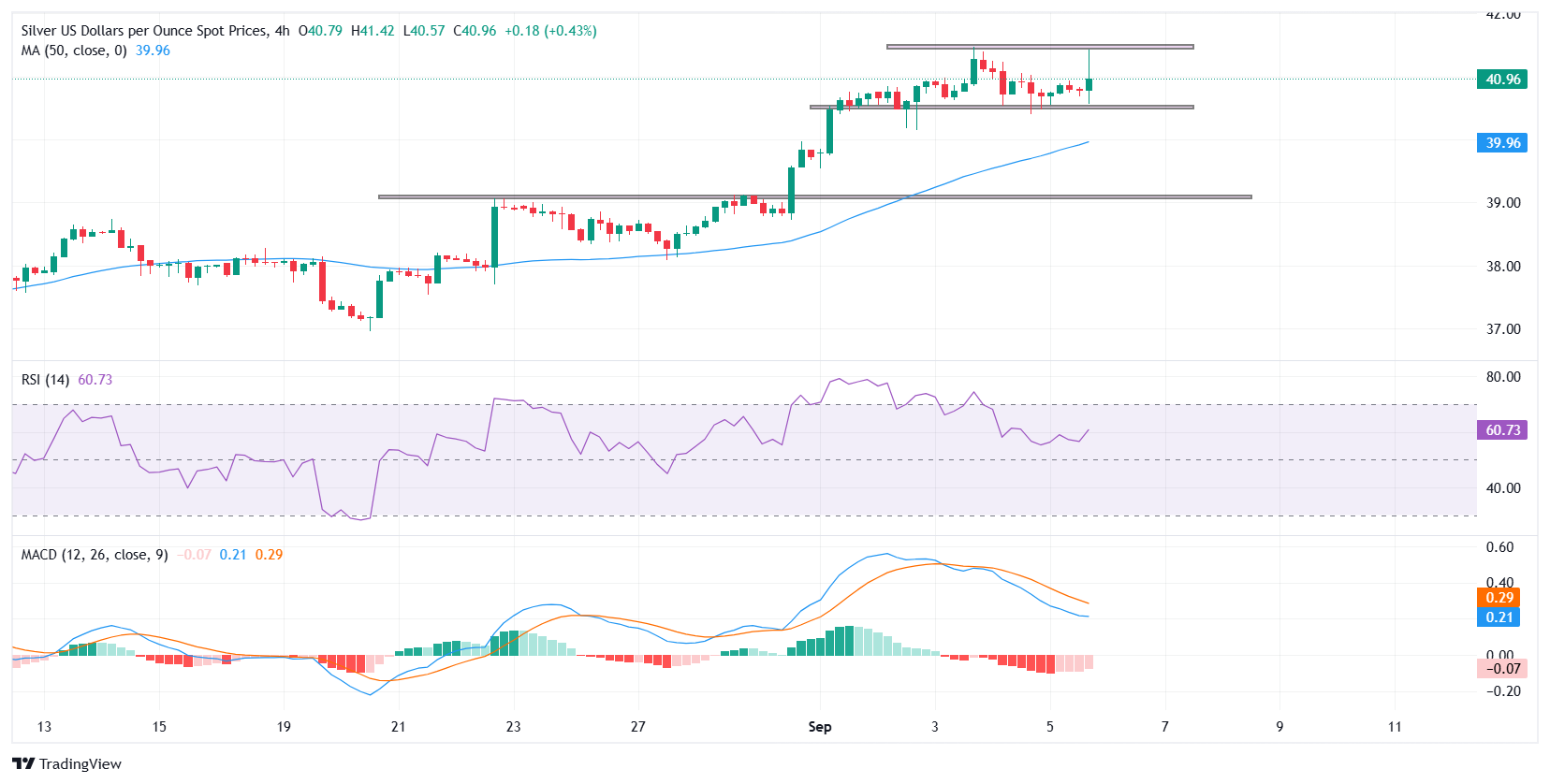 Silver consolidates near 14-year high as weak NFP data boosts Fed cut bets