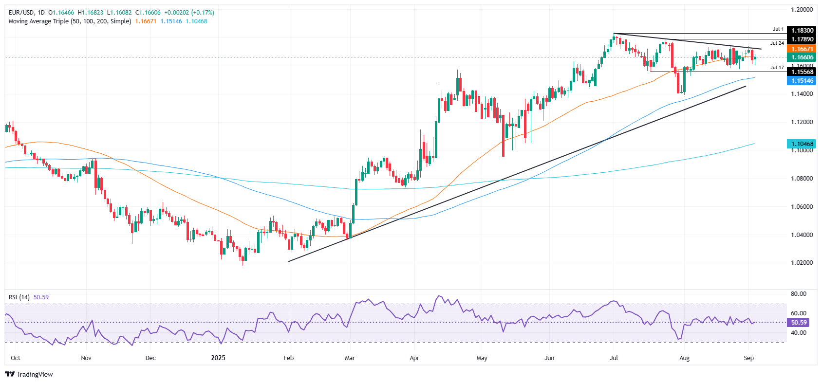 EUR/USD rebounds to 1.1660 as weak US data fuels Fed cut bets